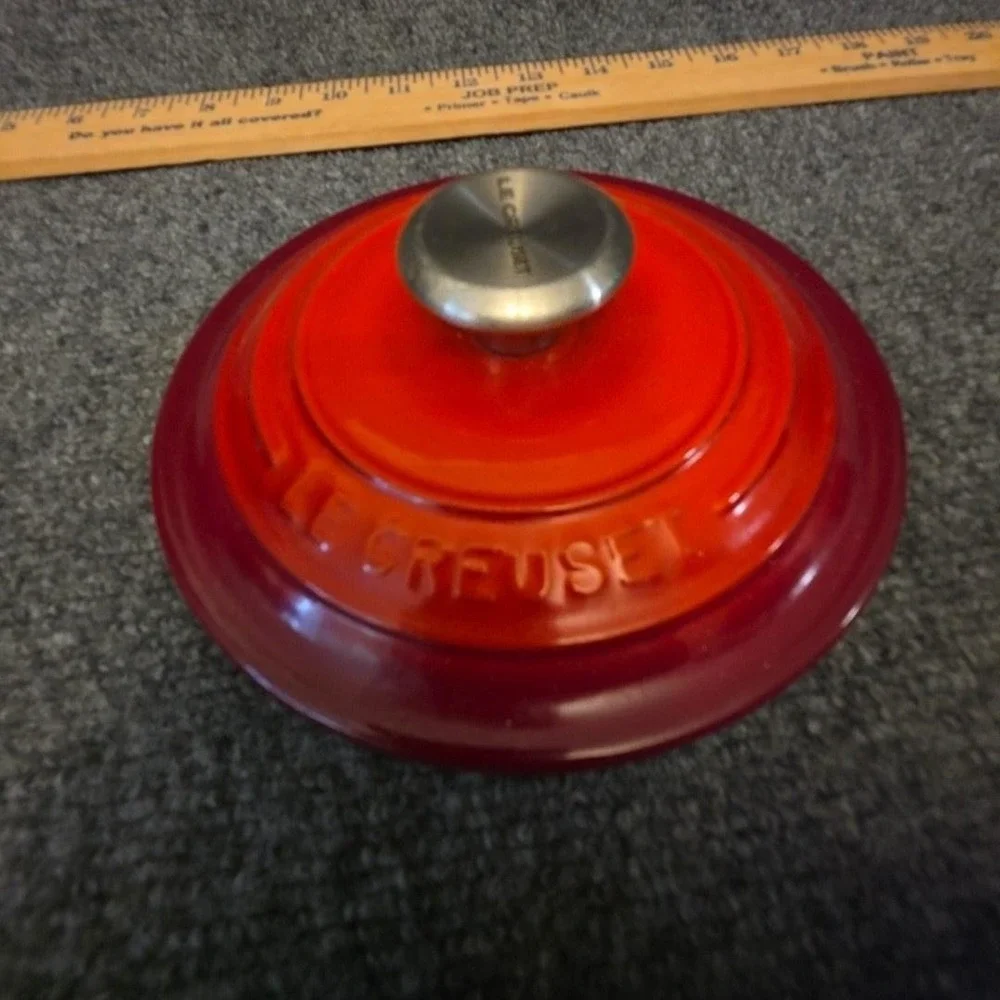 Le Creuset 18 Round Lid Stainless Knob Flame Orange Enamel Cast Iron France